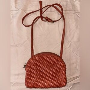 Elegant Brown Woven Crossbody Bag